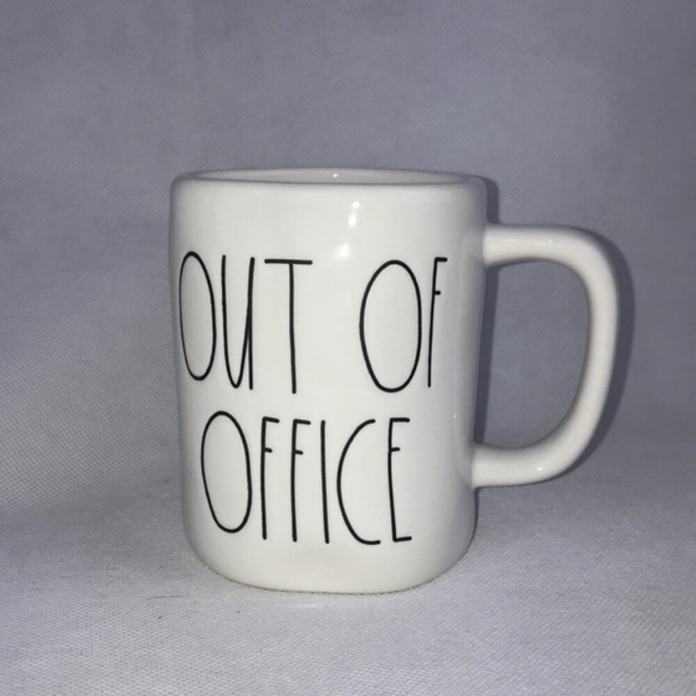 NEW Rae Dunn OUT OF OFFICE Ceramic Coffee Mug Cup Funny Farmhouse Decor